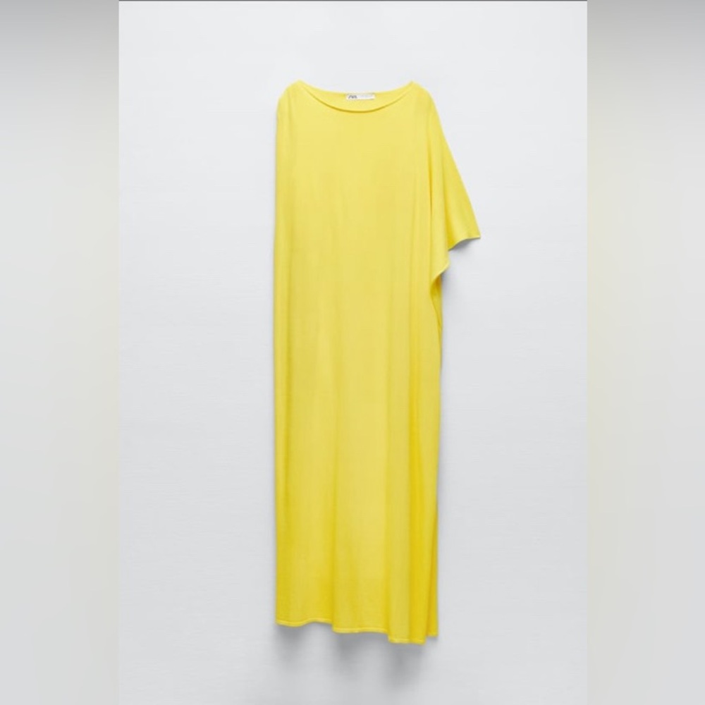 NWOT Zara yellow long knit cape dress in small